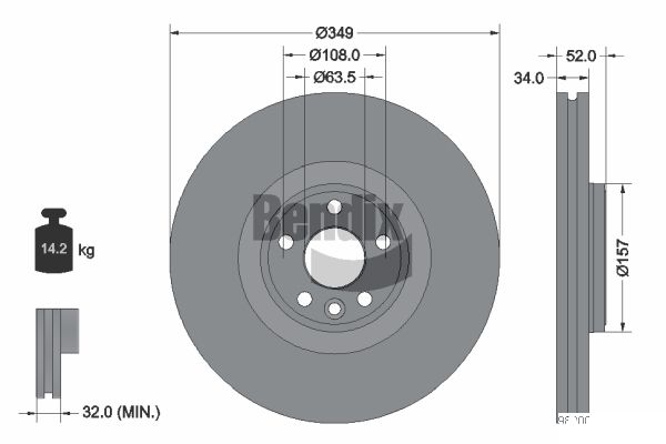 BENDIX Braking BDS1586HC Brzdový kotúč
