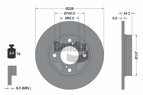 BENDIX Braking BDS2137 Brzdový kotúč