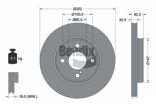 BENDIX Braking BDS1591 Brzdový kotúč