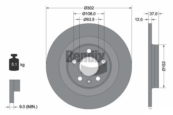 BENDIX Braking BDS2011 Brzdový kotúč