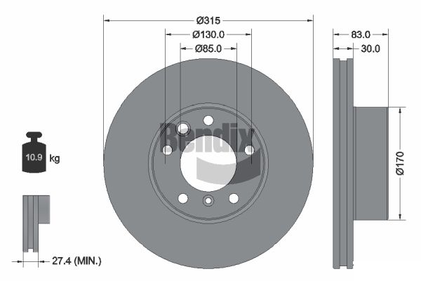 BENDIX Braking BDS1596HC Brzdový kotúč