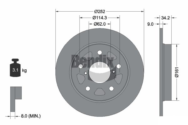 BENDIX Braking BDS2107 Brzdový kotúč