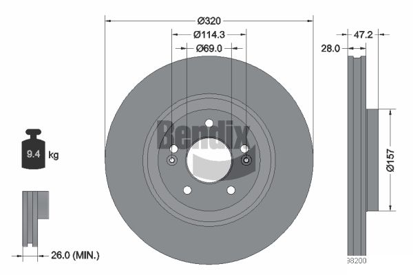 BENDIX Braking BDS1599 Brzdový kotúč