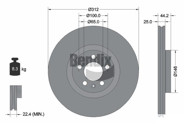 BENDIX Braking BDS1600HC Brzdový kotúč