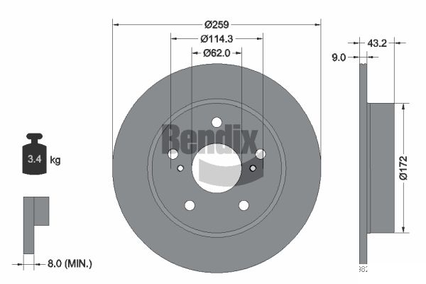BENDIX Braking BDS2094 Brzdový kotúč