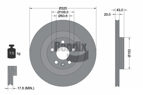 BENDIX Braking BDS2203 Brzdový kotúč