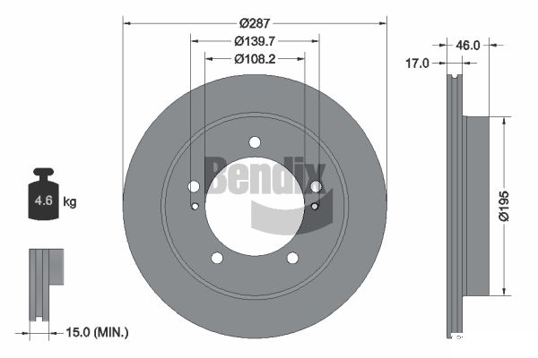 BENDIX Braking BDS2180 Brzdový kotúč