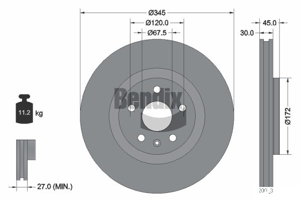 BENDIX Braking BDS2191HC Brzdový kotúč