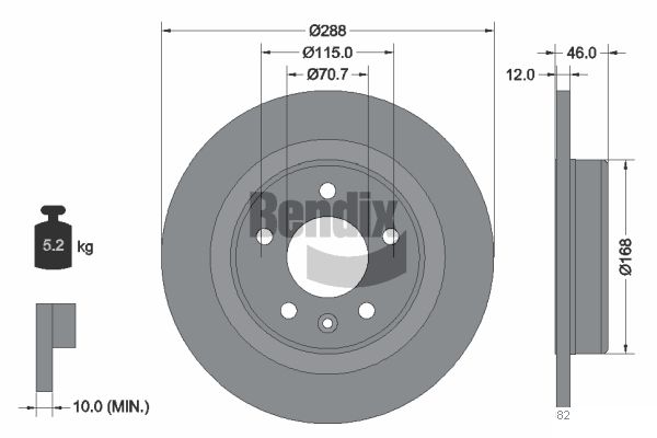BENDIX Braking BDS1906 Brzdový kotúč