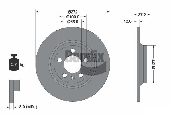 BENDIX Braking BDS1613 Brzdový kotúč