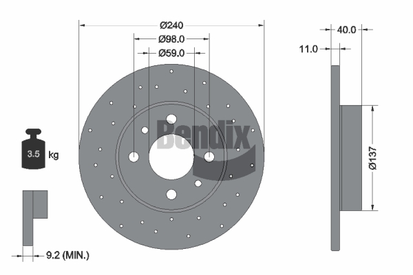 BENDIX Braking BDS2310 Brzdový kotúč