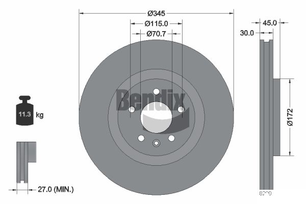 BENDIX Braking BDS2129HC Brzdový kotúč