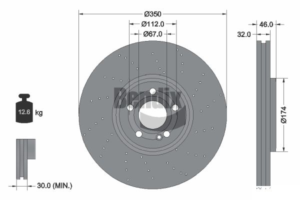BENDIX Braking BDS2196HC Brzdový kotúč