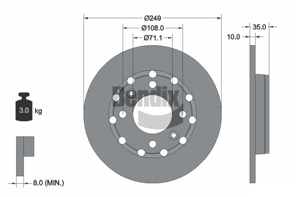 BENDIX Braking BDS2254 Brzdový kotúč