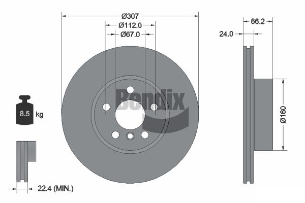 BENDIX Braking BDS1631HC Brzdový kotúč