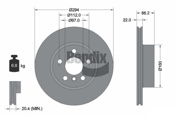 BENDIX Braking BDS1633HC Brzdový kotúč