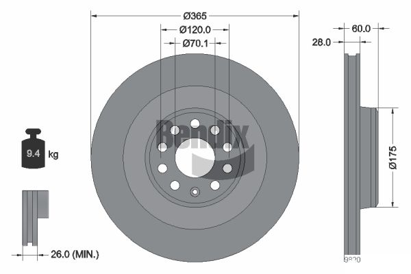 BENDIX Braking BDS2276HC Brzdový kotúč