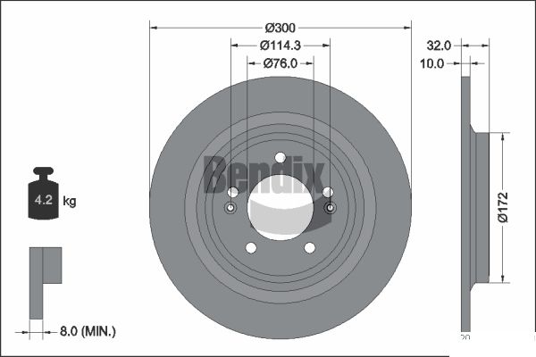 BENDIX Braking BDS2306 Brzdový kotúč