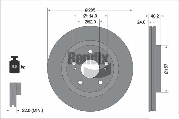BENDIX Braking BDS2307 Brzdový kotúč