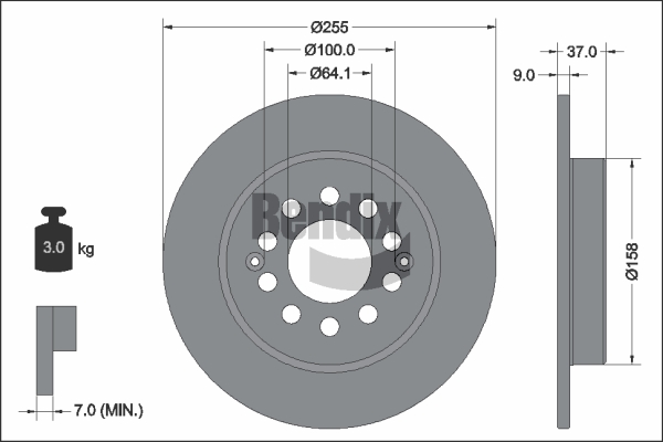 BENDIX Braking BDS2303 Brzdový kotúč