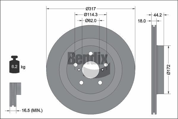 BENDIX Braking BDS2315 Brzdový kotúč