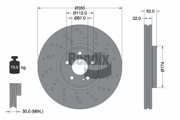 BENDIX Braking BDS2335HC Brzdový kotúč