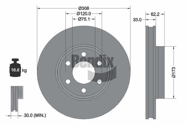 BENDIX Braking BDS2359 Brzdový kotúč