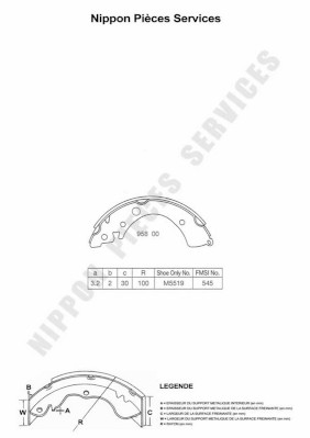 NPS H350A09 Kit ganasce freno
