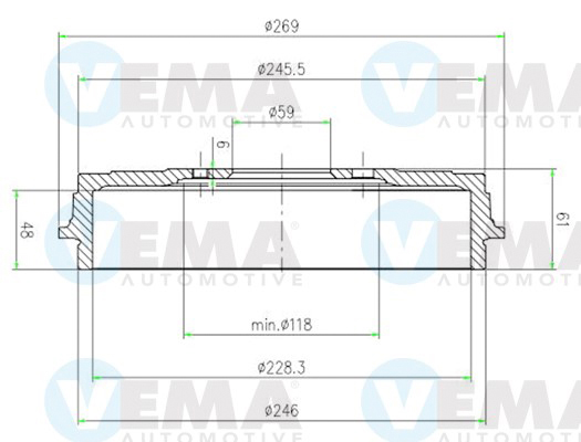 VEMA 801501 Tamburo freno