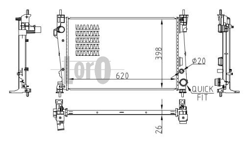 ABAKUS 002-017-0014-B Radiatore, Raffreddamento motore-Radiatore, Raffreddamento motore-Ricambi Euro