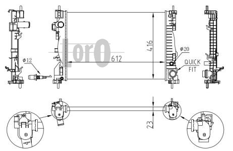 ABAKUS 002-017-0016 Radiatore, Raffreddamento motore-Radiatore, Raffreddamento motore-Ricambi Euro