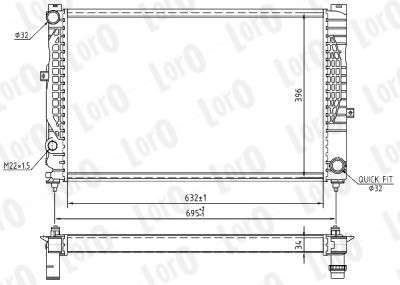 ABAKUS 003-017-0046 Radiatore, Raffreddamento motore-Radiatore, Raffreddamento motore-Ricambi Euro