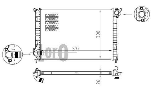 ABAKUS 032-017-0001-B Radiatore, Raffreddamento motore-Radiatore, Raffreddamento motore-Ricambi Euro