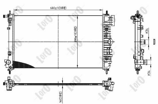 ABAKUS 037-017-0106-B Radiatore, Raffreddamento motore-Radiatore, Raffreddamento motore-Ricambi Euro