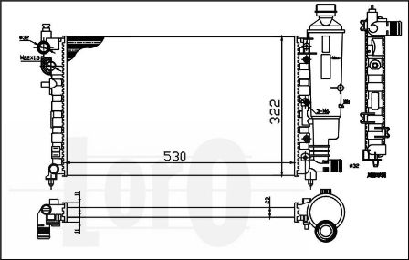 ABAKUS 038-017-0016 Radiatore, Raffreddamento motore