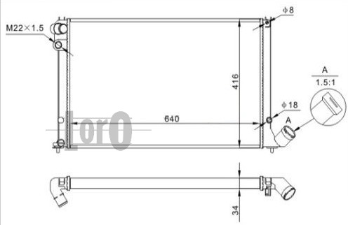 ABAKUS 038-017-0025 Radiatore, Raffreddamento motore-Radiatore, Raffreddamento motore-Ricambi Euro