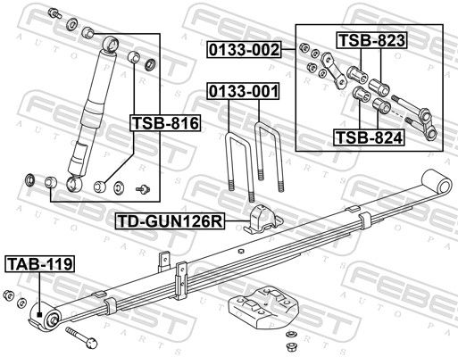 FEBEST 0133-002 Mounting Kit, leaf spring