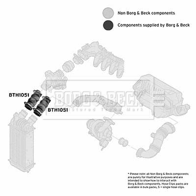 BORG & BECK BTH1051 Ελαστ. σωλ. αέρα υπερπλήρωσης εμπρός επάνω for CITROËN FIAT PEUGEOT