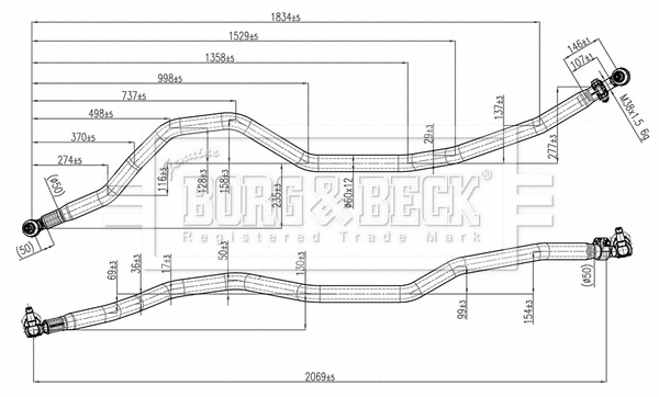 BORG & BECK BTR33261 Μπάρα τιμονιού for RENAULT TRUCKS
