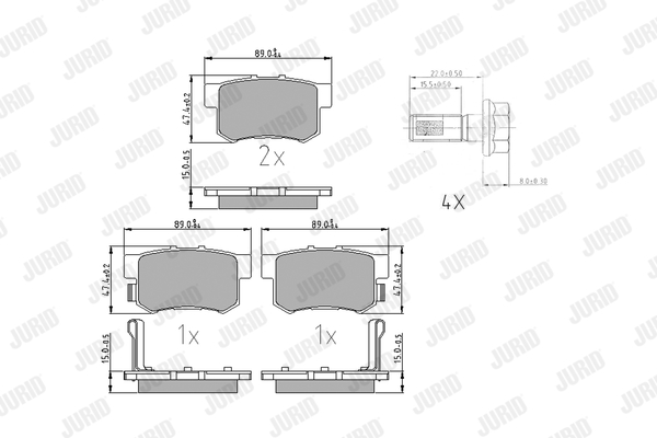 JURID 572138J fékbetétkészlet, tárcsafék ACURA FIAT HONDA MG ROVER SUZUKI