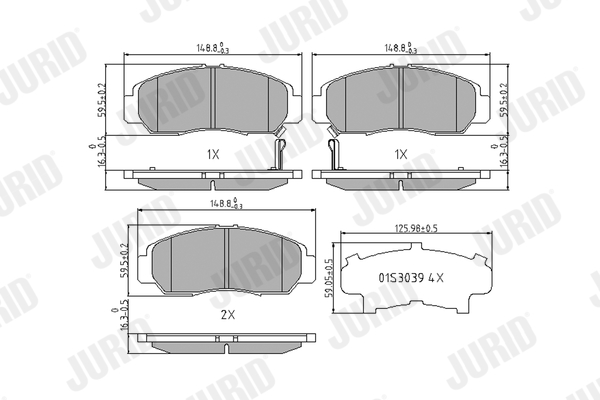 JURID 572449J fékbetétkészlet, tárcsafék ACURA BYD HONDA