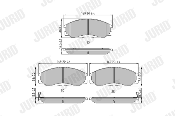 JURID 572453J fékbetétkészlet, tárcsafék HYUNDAI SSANGYONG ZOTYE