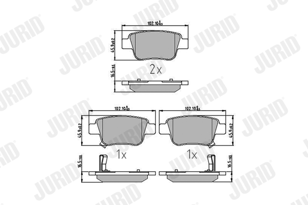 JURID 572516J fékbetétkészlet, tárcsafék TOYOTA