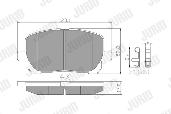 JURID 572546J fékbetétkészlet, tárcsafék TOYOTA