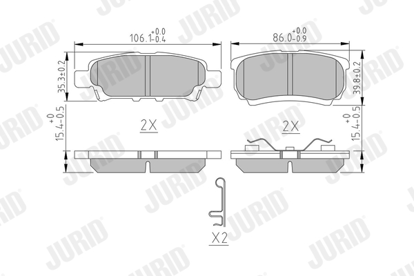 JURID 572547J fékbetétkészlet, tárcsafék CHRYSLER DODGE JEEP MITSUBISHI