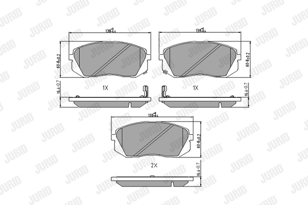 JURID 572612J fékbetétkészlet, tárcsafék HYUNDAI KIA