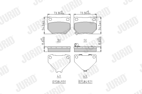 JURID 572645J fékbetétkészlet, tárcsafék NISSAN SUBARU