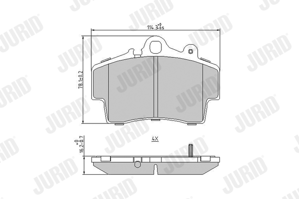 JURID 573043J Σετ τακάκια, δισκόφρενα for PORSCHE