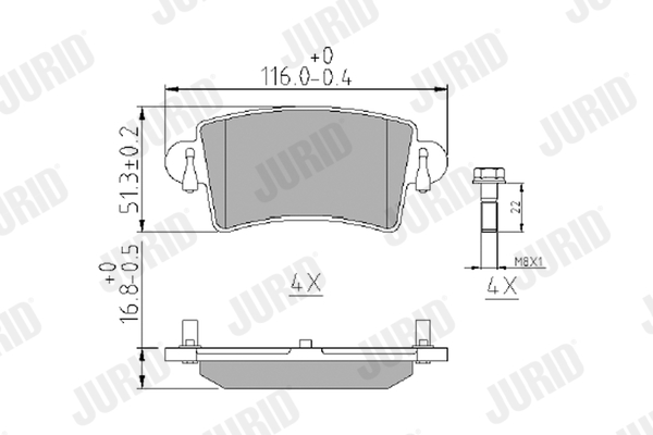 JURID 573055J fékbetétkészlet, tárcsafék NISSAN OPEL RENAULT VAUXHALL