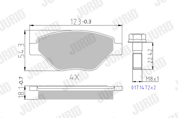 JURID 573123J fékbetétkészlet, tárcsafék RENAULT